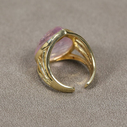 Statement Light Purple Amethyst Trillion Teardrop Gold Plated Adjustable Ring - Turquoise Trading Co