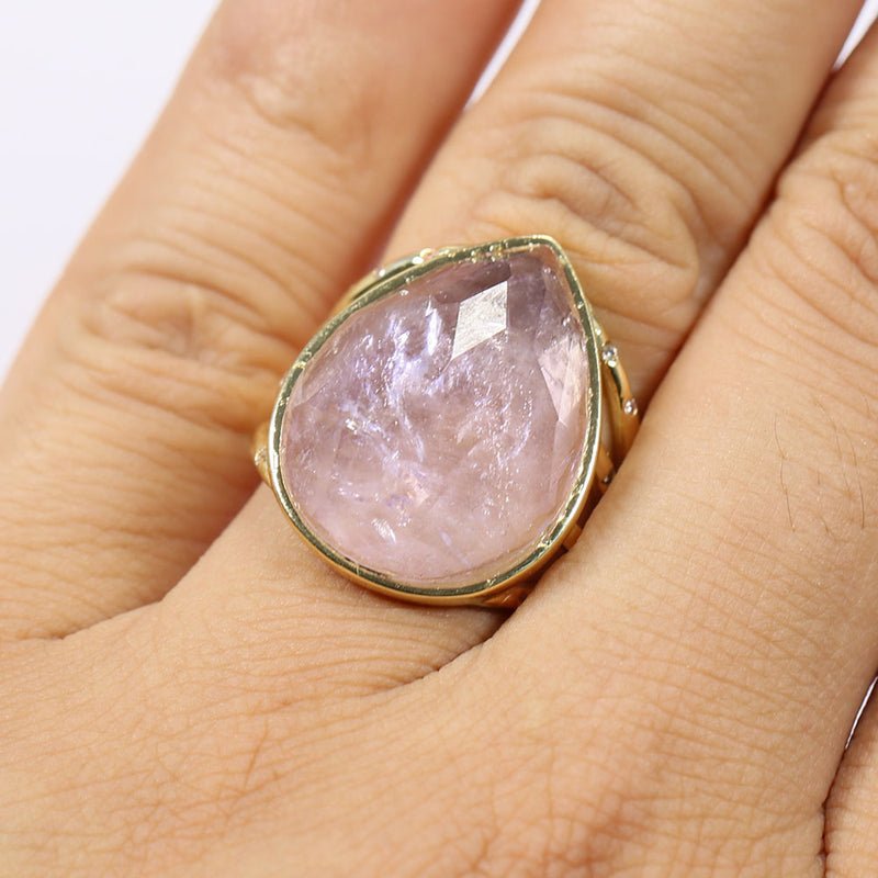 Statement Light Purple Amethyst Trillion Teardrop Gold Plated Adjustable Ring - Turquoise Trading Co