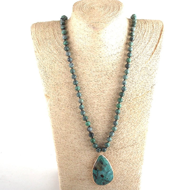 Statement Turquoise Pendant Necklace with Natural Mixed Turquoise Beads - Turquoise Trading Co