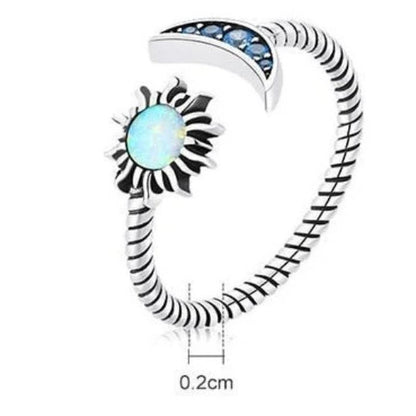 Sun and Moon Opal Twisted Style Ring With 925 Sterling Silver - Turquoise Trading Co