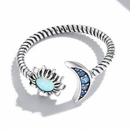 Sun and Moon Opal Twisted Style Ring With 925 Sterling Silver - Turquoise Trading Co