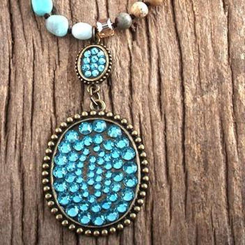 Turquoise Bead Earrings and Beaded Necklace Pendant Set With Mixed Natural Beads - Turquoise Trading Co