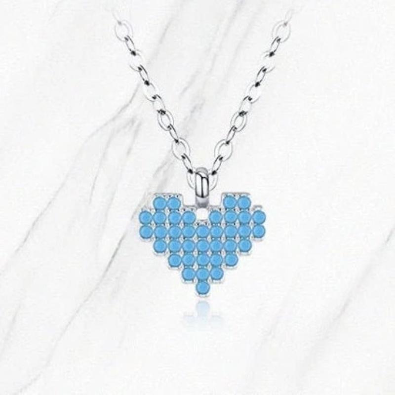 Turquoise Bead Heart Necklace Pendant With 925 Sterling Silver - Turquoise Trading Co