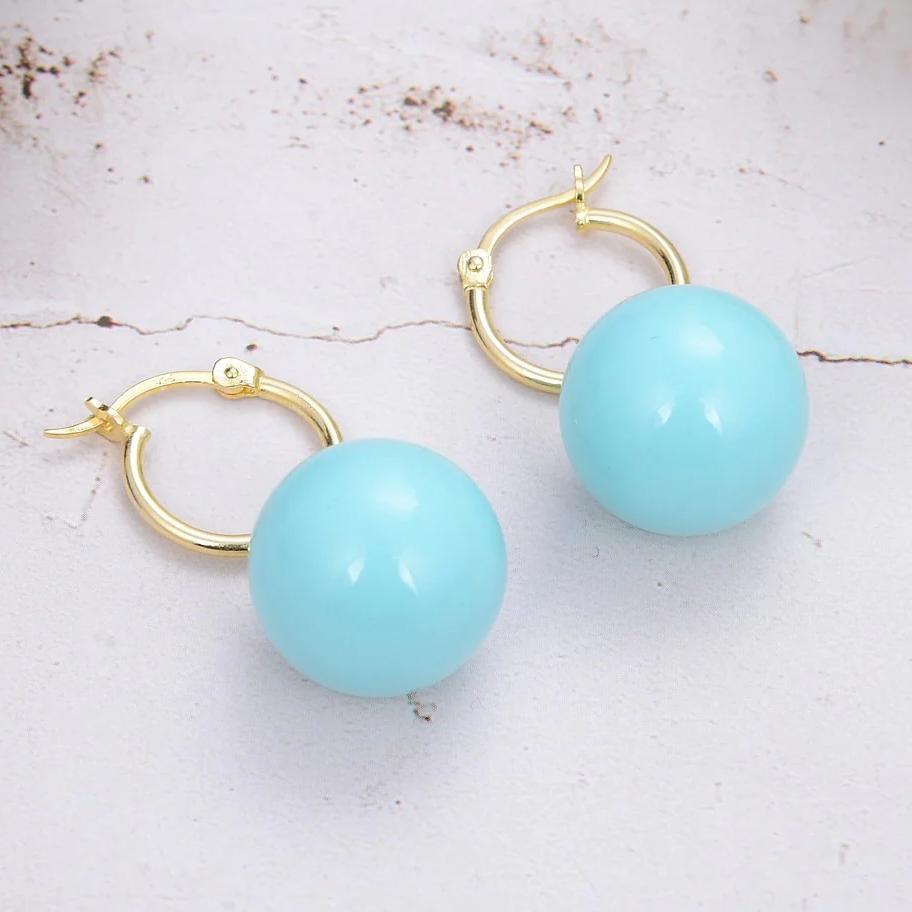 Turquoise Blue Sea Shell Pearl Earrings - Turquoise Trading Co