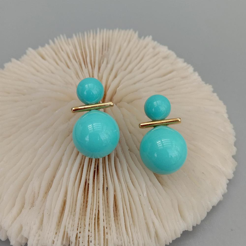 Turquoise Blue Sea Shell Pearl Stud Earrings - Turquoise Trading Co