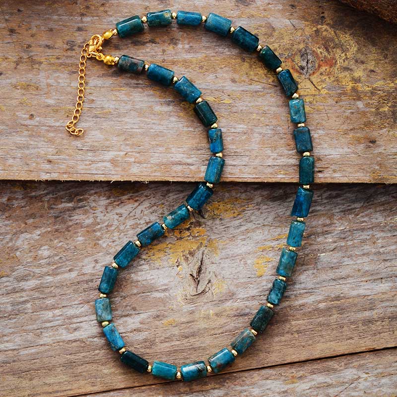 Turquoise Blue/Green Natural Apatite Stone Choker Necklace - Turquoise Trading Co
