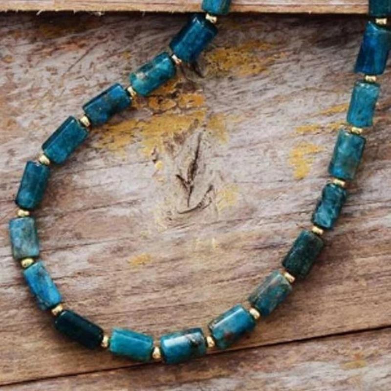 Turquoise Blue/Green Natural Apatite Stone Choker Necklace - Turquoise Trading Co