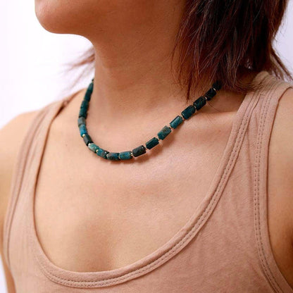 Turquoise Blue/Green Natural Apatite Stone Choker Necklace - Turquoise Trading Co