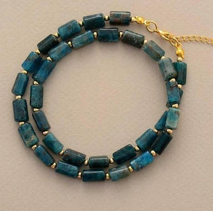 Turquoise Blue/Green Natural Apatite Stone Choker Necklace - Turquoise Trading Co