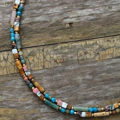 Turquoise, Jasper and Mixed Stone 2 Strand Beaded Choker Necklace - Turquoise Trading Co