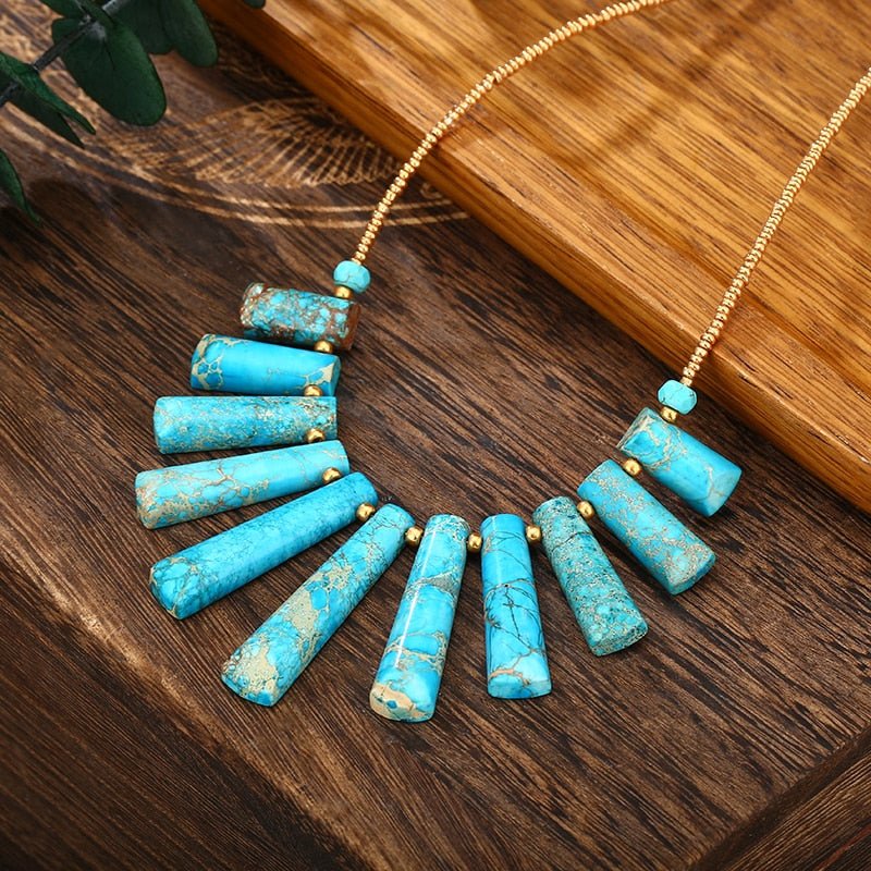 Turquoise Statement Necklace With Gold Chain - Turquoise Trading Co