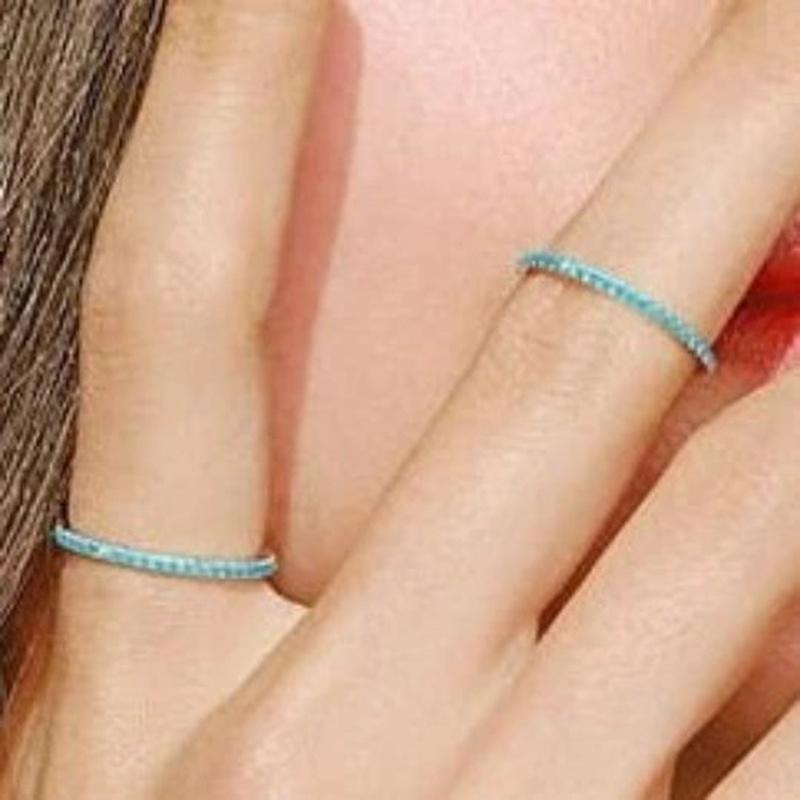 Turquoise Thin Stacking Ring--2 Piece Set - Turquoise Trading Co