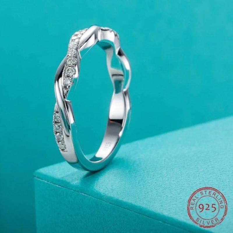 Twist D Color Moissanite Thin Ring With 925 Sterling Silver - Turquoise Trading Co