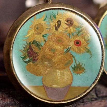 Vincent Van Gogh Sunflowers Bronze Plated Earrings - Turquoise Trading Co