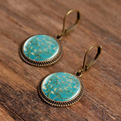 Vincent Van Gogh Teal Almond Blossom Earrings - Turquoise Trading Co